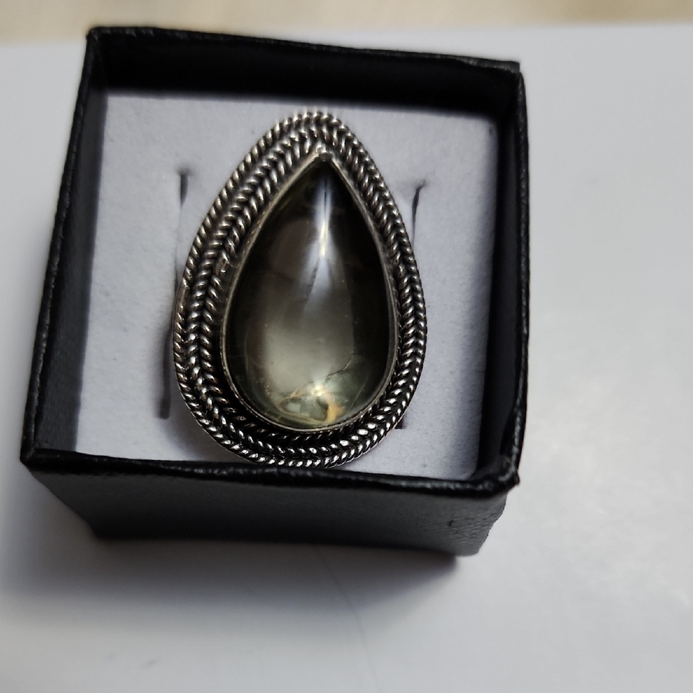 Brand New Sterling Silver 925 Lemon Citrine  Teardrop Ring